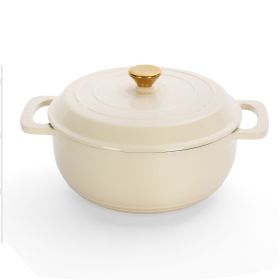 Cast iron 5QT cooking pot - ceramic white - comes with two silicone gloves - Enamel pot