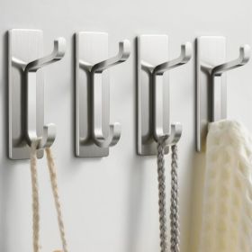 Wall Hooks For Coat And Towel 13LB Strong Adhesive Door Hanger Stick On Brushed Nickel (Option: Brushed Nickel)