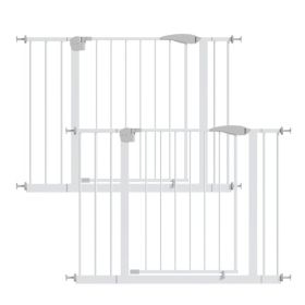 2 Pack 29.5-44.1" Wide Baby Gate for Stairs, Dog Gate Indoor for Doorways, No Drilling Pressure Mounted Pet Gates for Kids, Easy Walk Through Saf (Option: White)