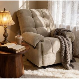 Camel  Recliner Chair, Overstuffed Armchair, Manual Recliner, Living Room Seating, Reading Chair, Padded Footrest, Home Theater Seating, Ergonomi (Option: Camel)